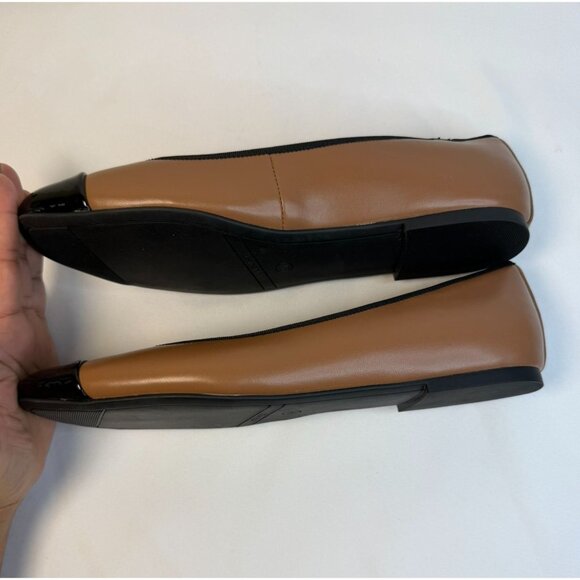 Nine West Ollin Womens Size 9M Tan Black Patent CapToe Ballet Flat Shoes - Picture 6 of 12